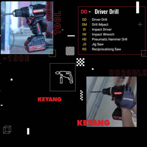 Wiertarko-wkrętarka akumulatorowa Keyang DD20BLH100E 100 Nm