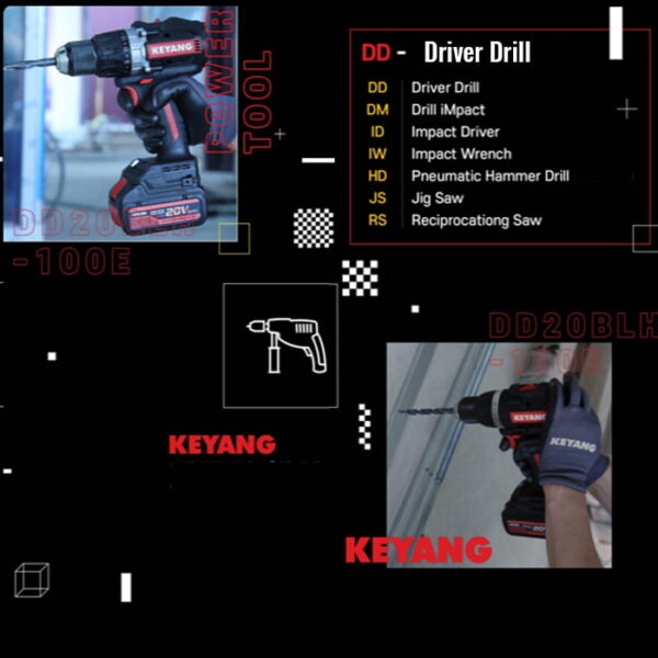 Akumulatorowa wiertarko-wkrętarka udarowa Keyang DM20BLH100E 18V