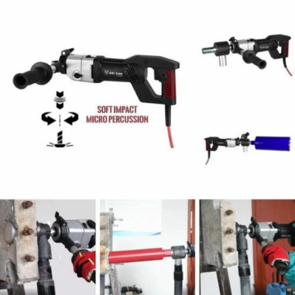 BYCON DB-132 Bezszczotkowa wiertarka diamentowa na sucho ZESTAW z odkurzaczem AVC38-HEPA + wiertłami diamentowymi 1 1/4'' 62x300 mm