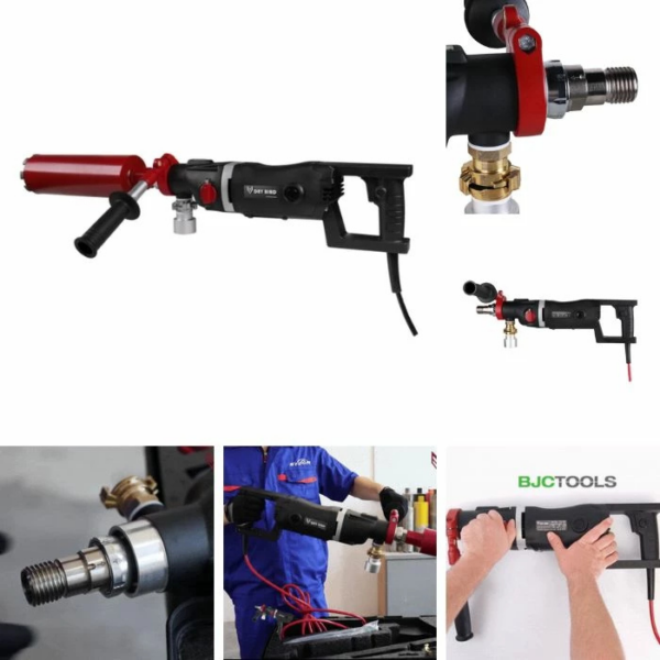 Zestaw promocyjny BYCON | Odkurzacz budowlany AVC38-HEPA i wiertnica diamentowa DB-162 1 1/4” – w zestawie. 2 niebieskie i 2 czarne wiertła