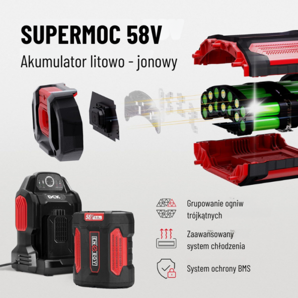 DCK Tools Akumulatorowa piła łańcuchowa 58V 45 cm z akumulatorem 1 x 5.0Ah - KDCS58181FDK