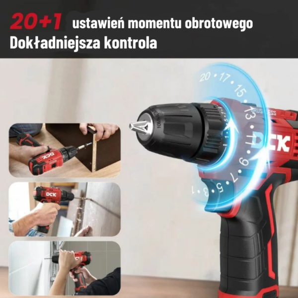 DCK Tools Akumulatorowa Wiertarko-Wkrętarka KDJZ23-10 10mm 35Nm - 1x2.0Ah