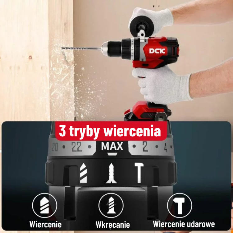 DCK Tools Akumulatorowa Wiertarko-Wkrętarka Udarowa 20V 13mm 120Nm – 1×4.0Ah KDJZ03-13 (1)
