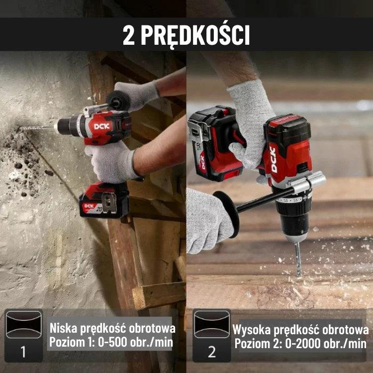 DCK Tools Akumulatorowa Wiertarko-Wkrętarka Udarowa 20V 13mm 120Nm – 1×4.0Ah KDJZ03-13 (4)