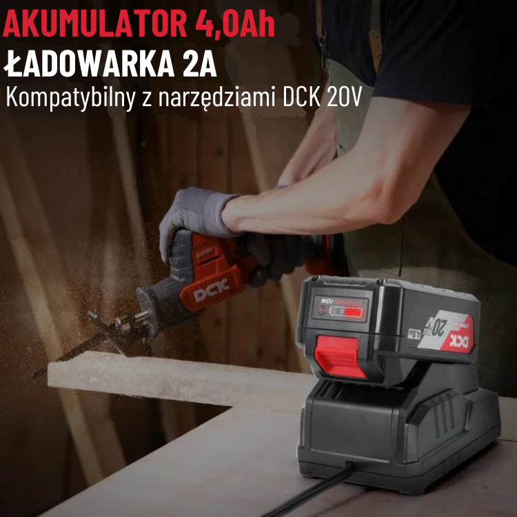 DCK Tools Akumulatorowa piła szablasta KDJF22 20 V 22 mm 3000 SPM – 1 x 4,0 Ah (2)