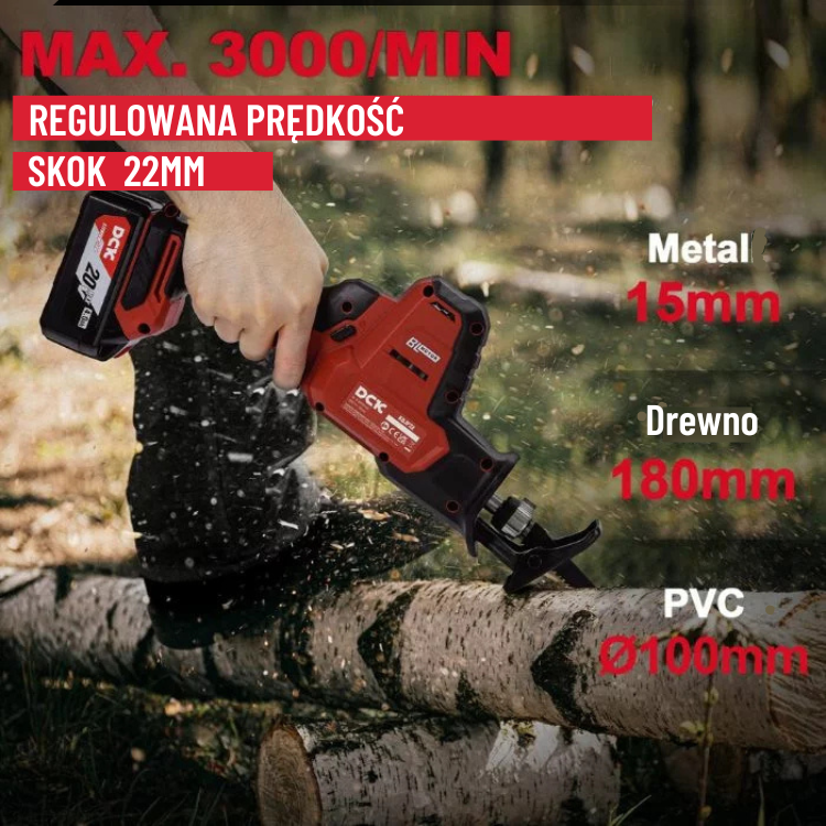 DCK Tools Akumulatorowa piła szablasta KDJF22 20 V 22 mm 3000 SPM – 1 x 4,0 Ah (3)