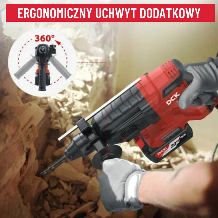 DCK Tools Młotowiertarka udarowa akumulatorowa SDS-Plus 20V 24 mm 2,7 J – 1 x 4,0 Ah KDZC04-24