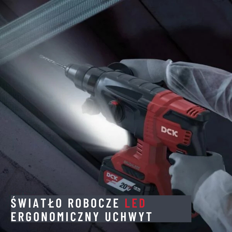 DCK Tools Młotowiertarka udarowa akumulatorowa SDS-Plus 20V 24 mm 2,7 J – 1 x 4,0 Ah KDZC04-24 (7)