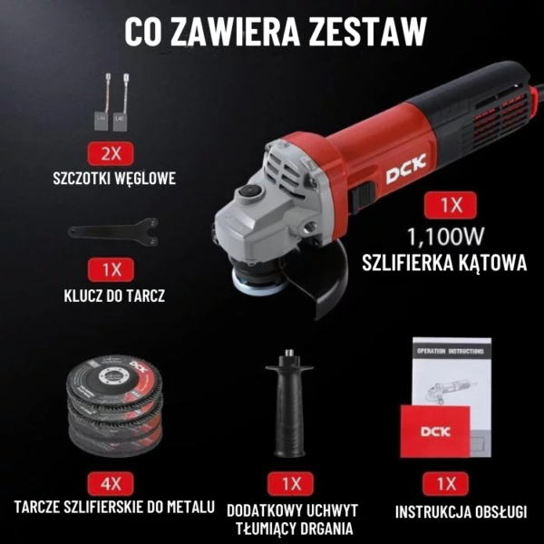 DCK Tools Szlifierka kątowa KSM17-115B 115 mm 1100 W - EA-01