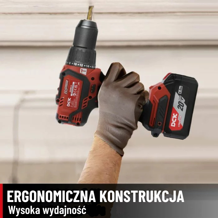 DCK Tools Wiertarko-wkrętarka akumulatorowa KDJZ05-13 20V 13mm 60Nm – 1 x 4,0Ah (3)