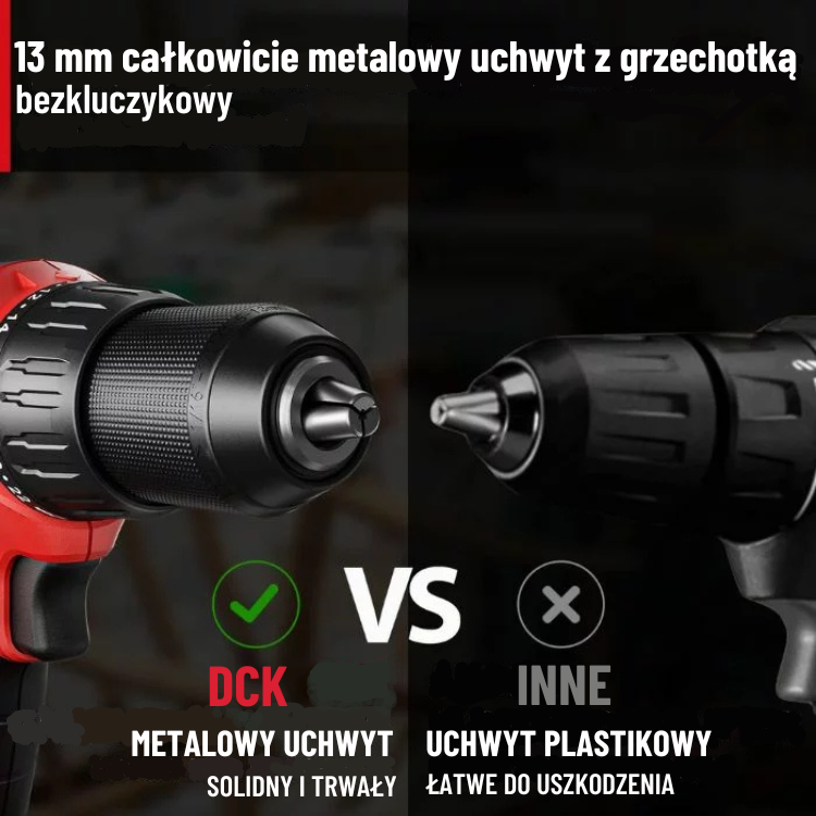 DCK Tools Wiertarko-wkrętarka akumulatorowa KDJZ05-13 20V 13mm 60Nm – 1 x 4,0Ah (6)