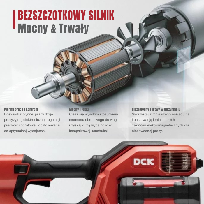 DCK Zestaw silnik akumulatorowy 58V – podkaszarka i teleskopowe nożyce do żywopłotu z akumulatorem 1 x 5,0 Ah KDPH581+KDST151+KDHT211 (8)