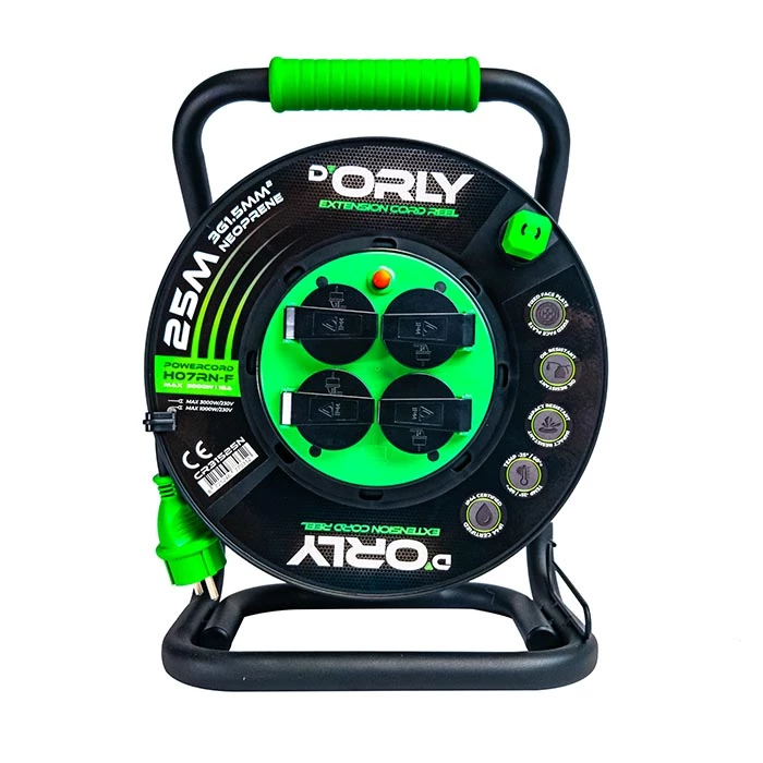 D’Orly 3×1.5mm² Neoprenowy Przedłużacz Bębnowy 230V IP44 – 25M40M – H07RN-F
