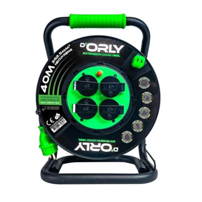 D’Orly 3×2,5 mm² Neoprenowy przedłużacz bębnowy 230 V IP44 – 25 m40 m – H07RN-F