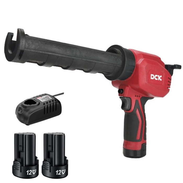 Akumulatorowy pistolet do kartuszy DCK KDPJ12(EK) 12V z 2x akumulatorem 2,0Ah. Kompaktowy, mocny i odpowiedni do kartuszy 300 ml oraz opakowań 600 ml. Idealny do precyzyjnej pracy!